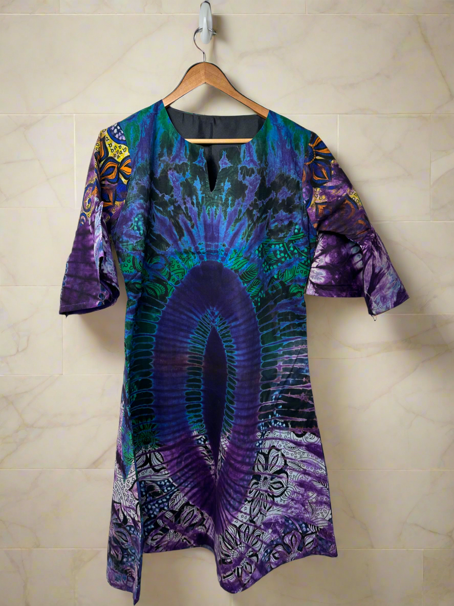Purple Haze Adire Dress
