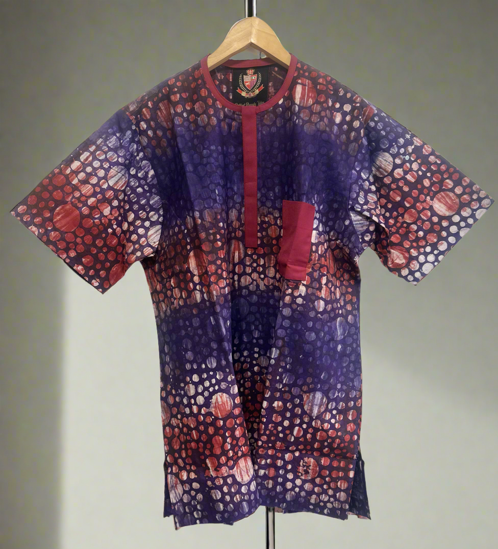 Red and Blue Haze Adire Buba