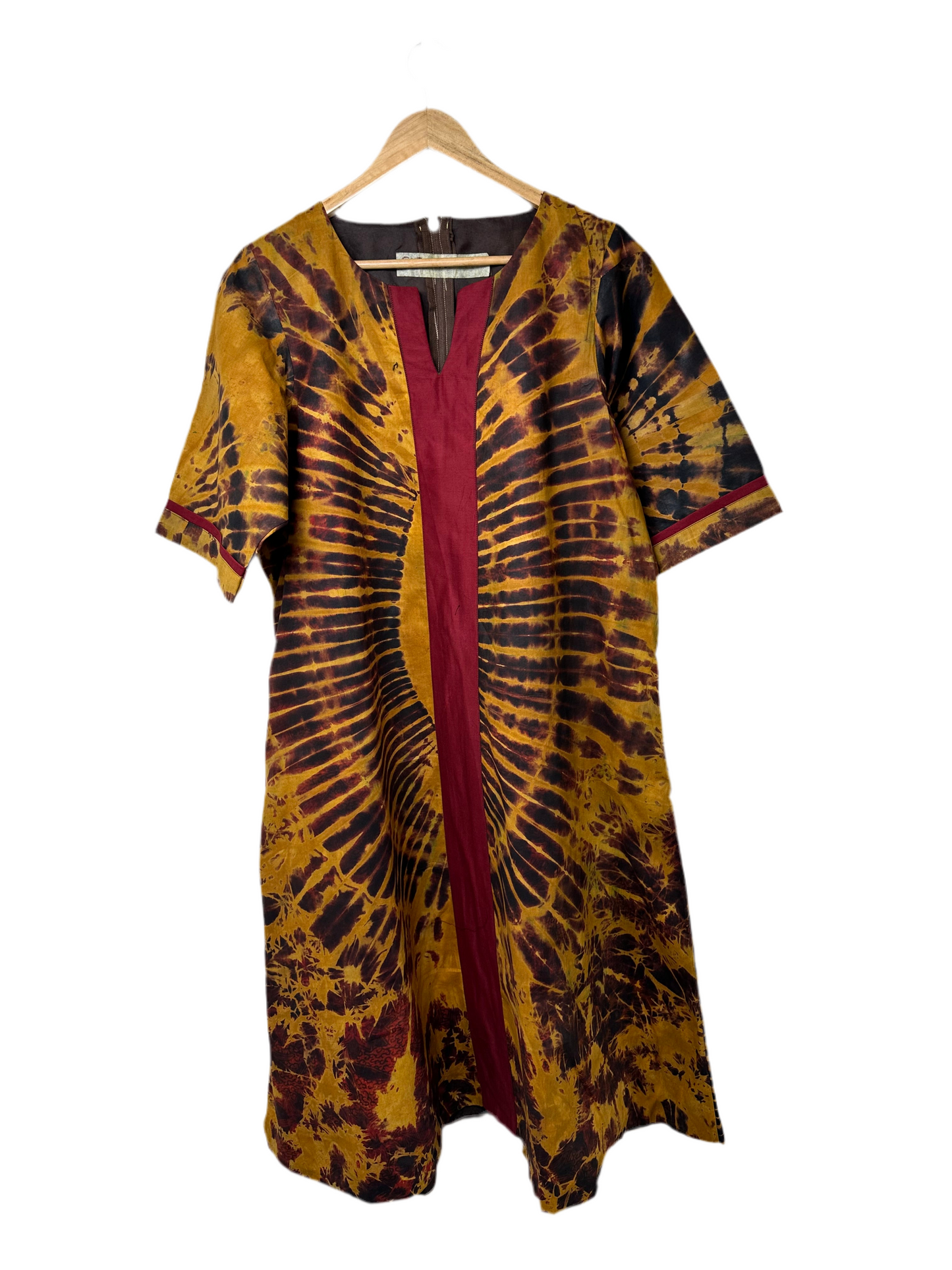 Brown Mustard Adire Dress