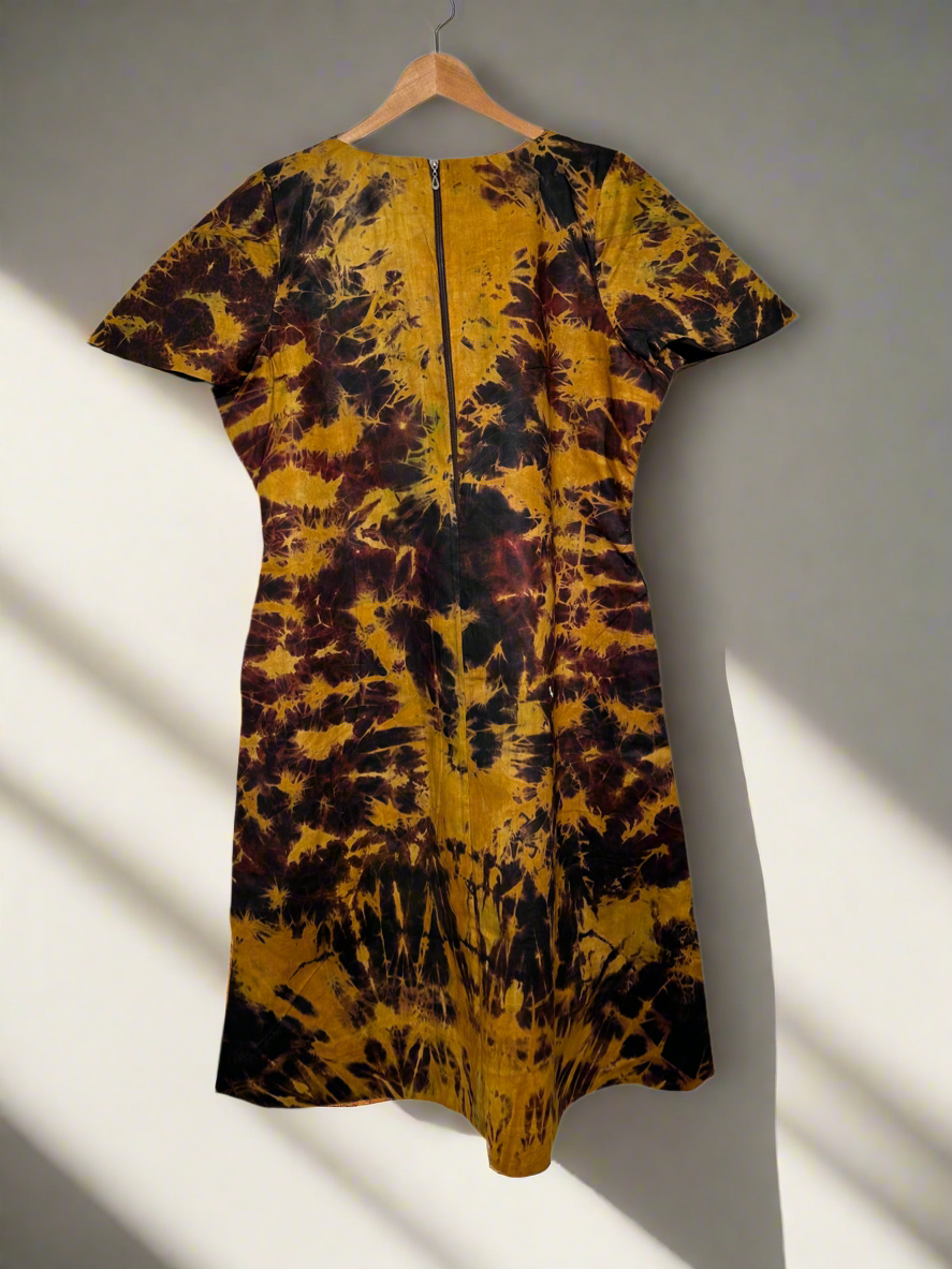 Mustard and Brown Adire Dress