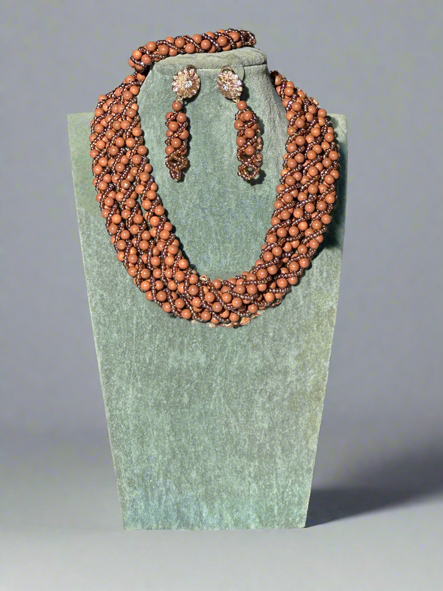 Brown Beads Jewellery Set