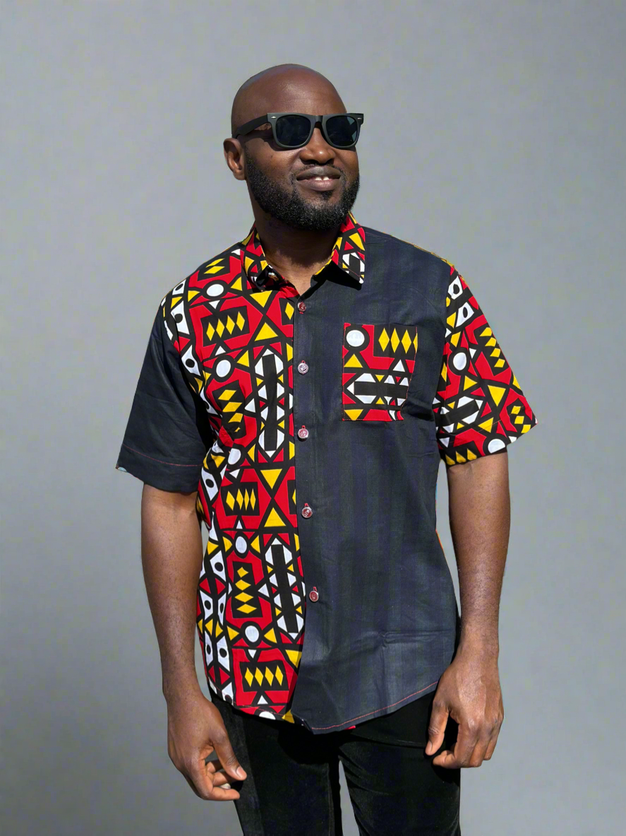 Combo Black Ankara Shirt
