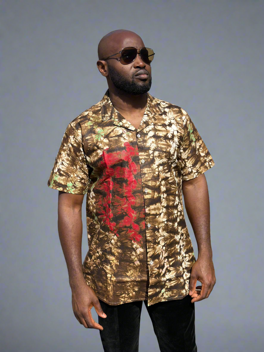 Stylish Adire shirt featuring vibrant patterns and traditional hand-dyed craftsmanship, ideal for casual, summer, and party wear.