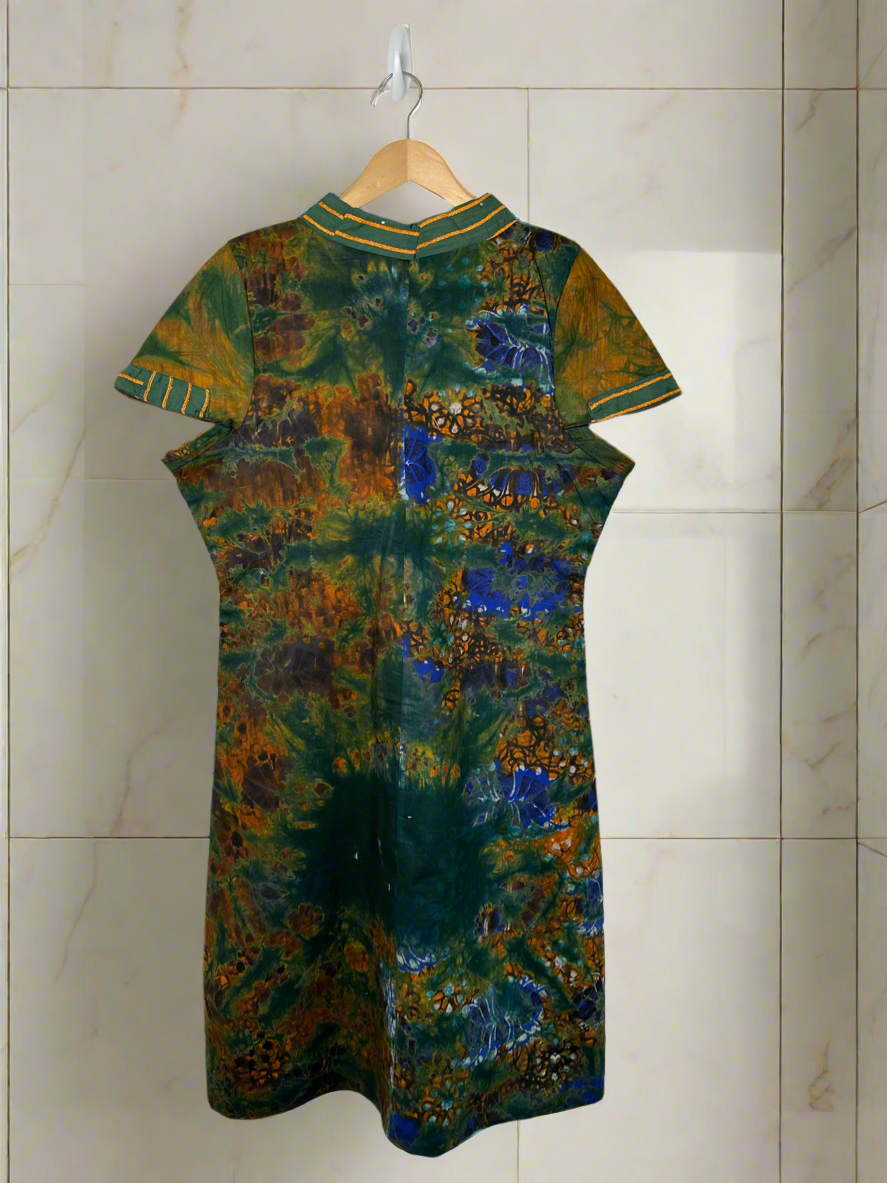 Peacock Green Adire Dress