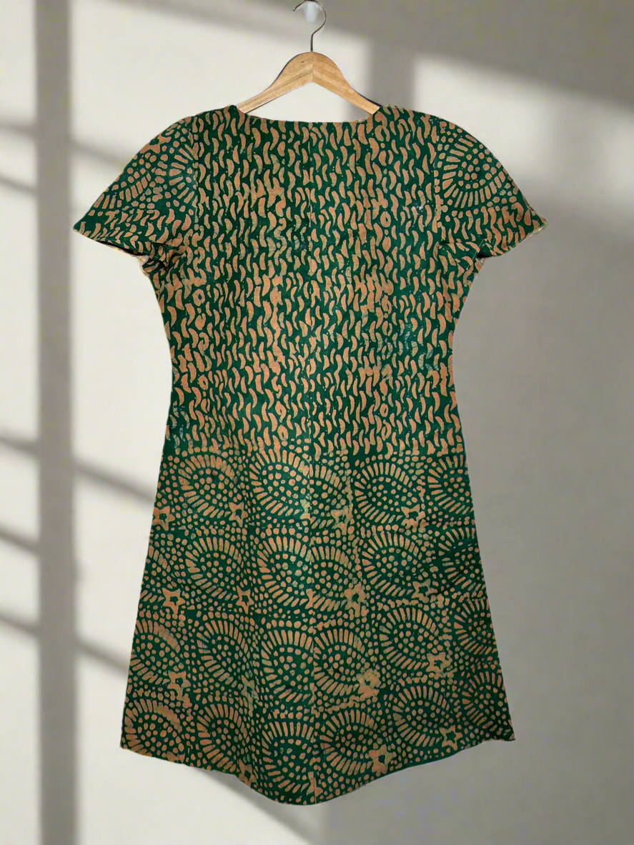 Green and Yellow Adire Dress