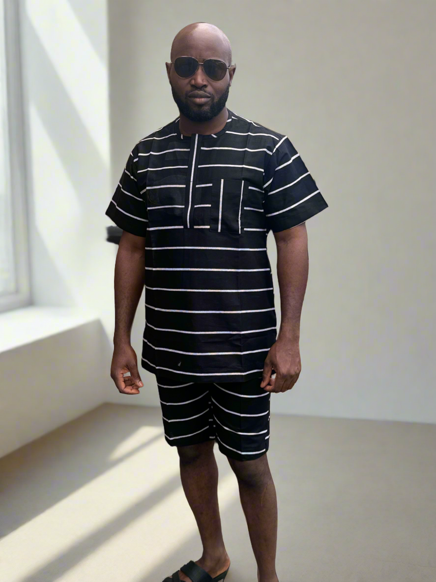 Black Striped Ankara Outfit