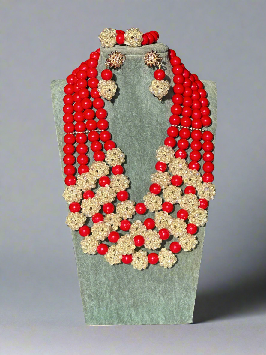 Red Beads Artisan Jewellery Set