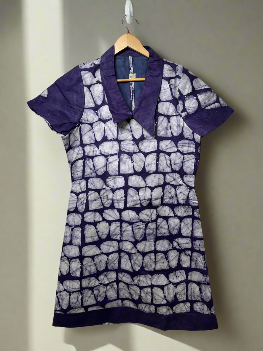 Deep Purple Adire Dress