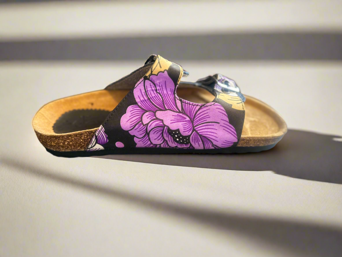 Purple Ankara and Denim Sliders