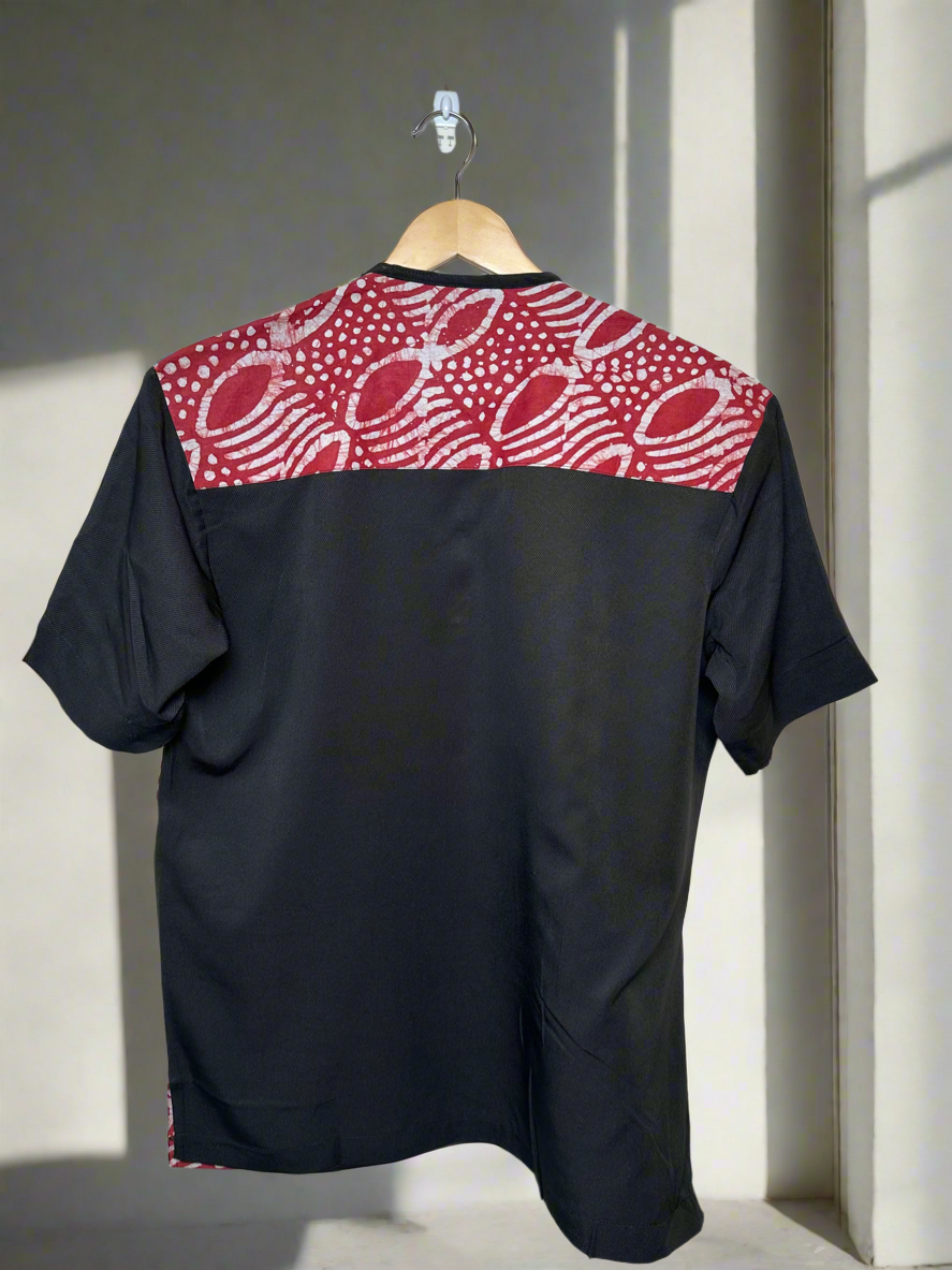Red Adire Black Fabric Shirt