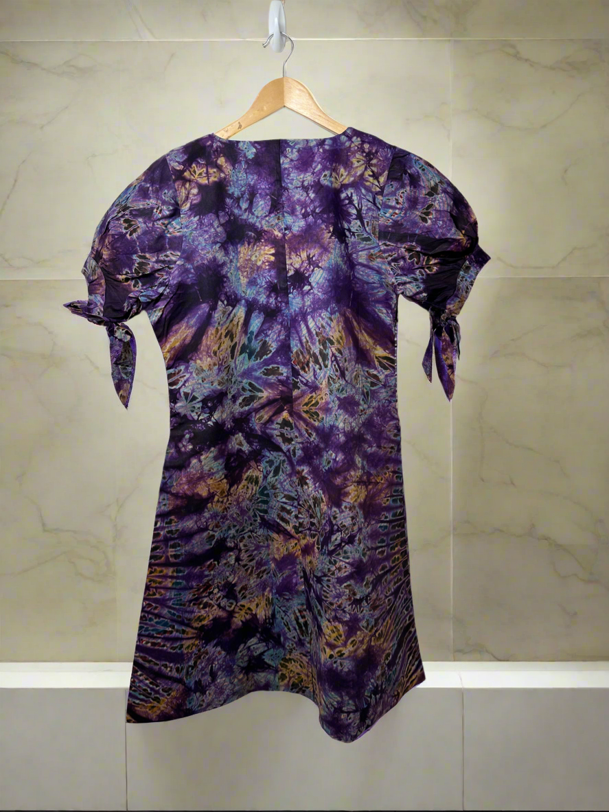 Purple Ray Adire Dress