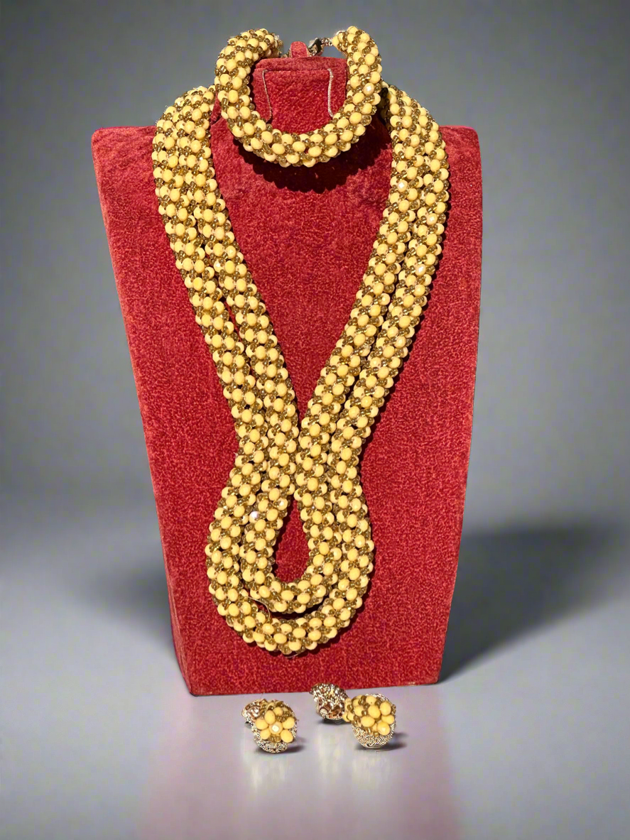 Yellow Beads Stone Jewellery Set