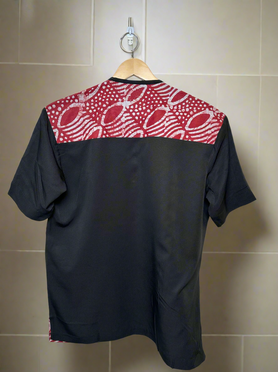Red Adire Black Fabric Shirt