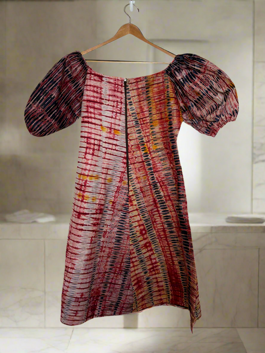 Ox blood Adire Dress