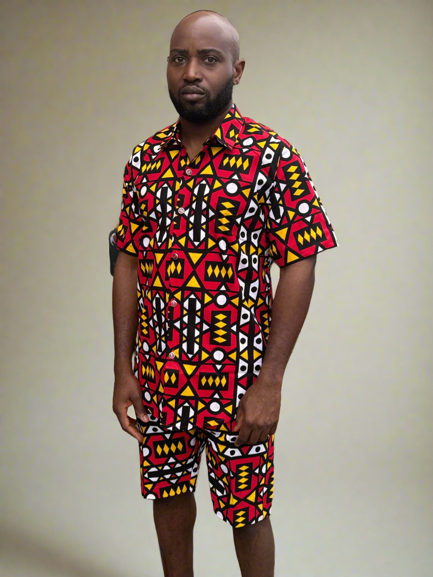 Red Pattern Ankara Outfit