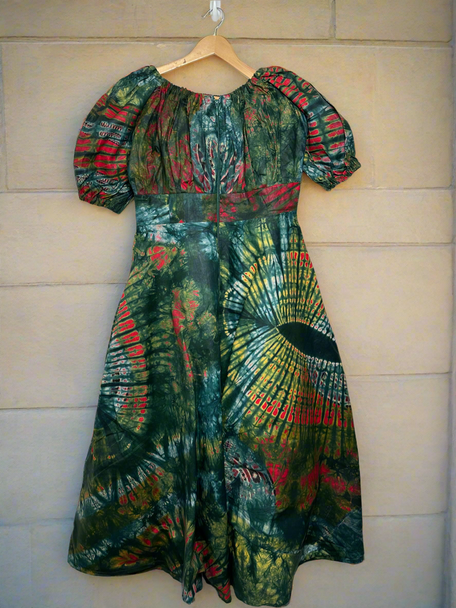Green Base Adire Gown