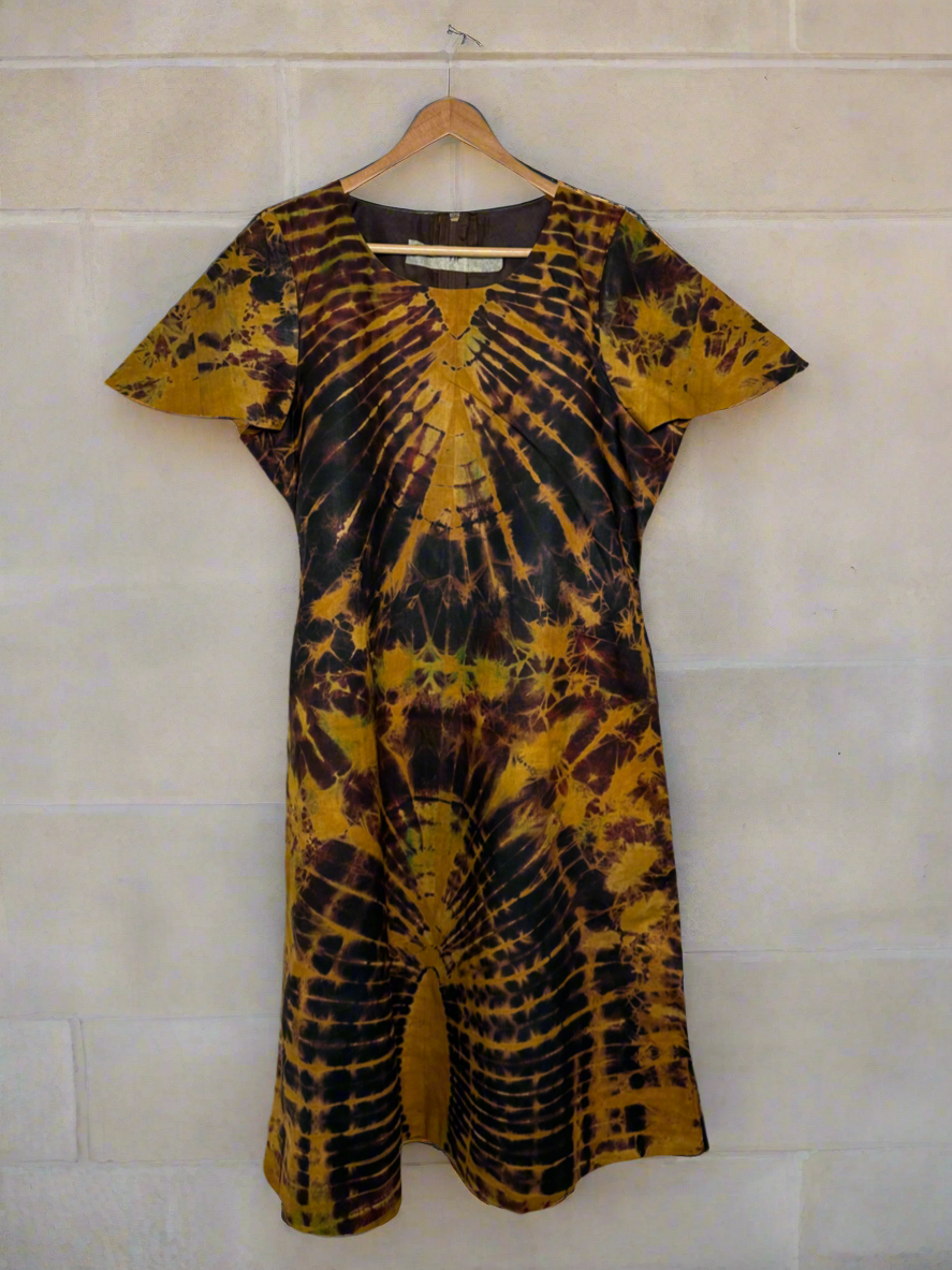 Mustard and Brown Adire Dress