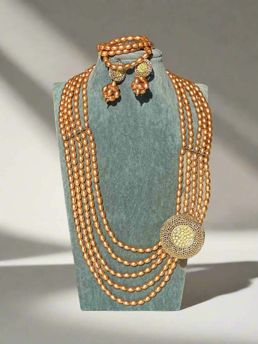 Golden Bead Jewellery Set