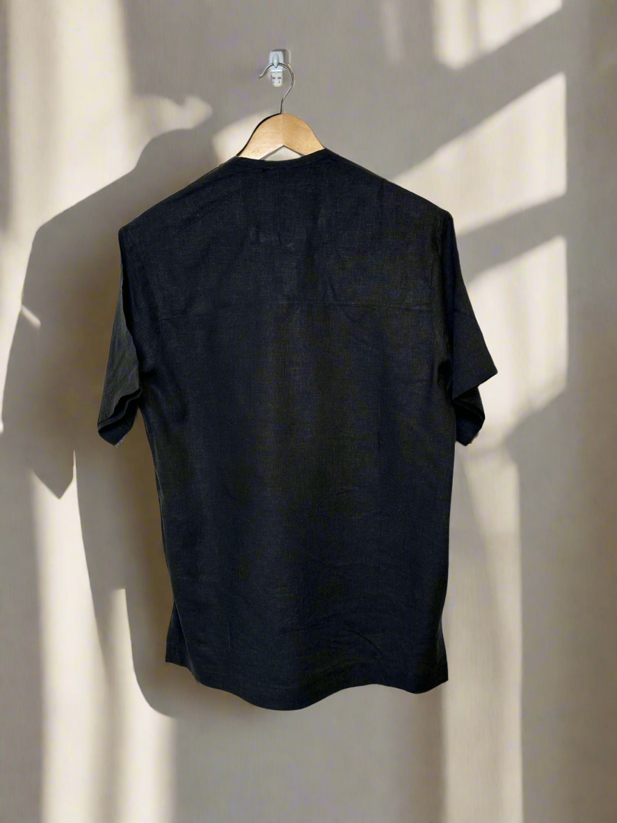 Black and Yellow Adire Combo Shirt
