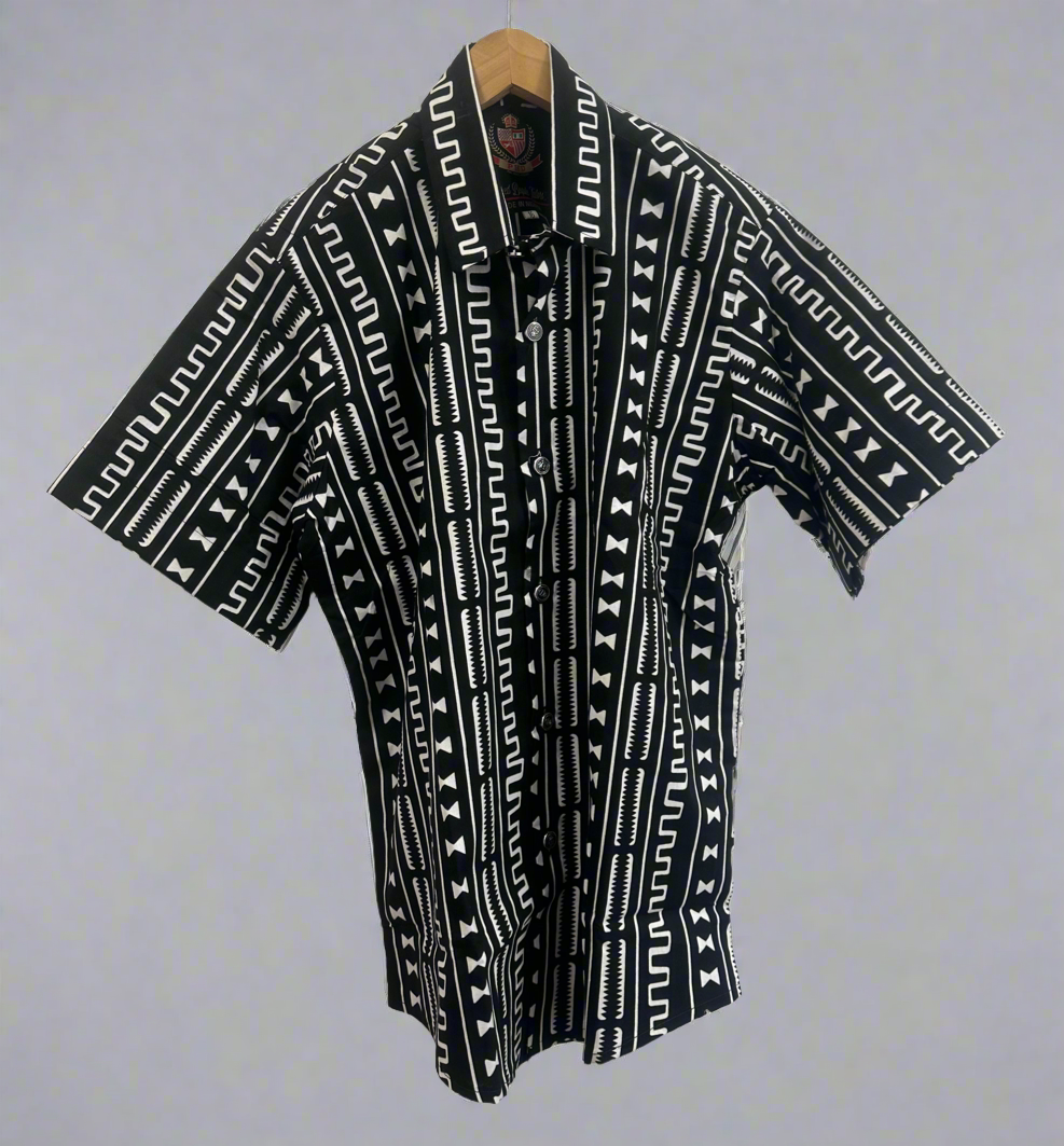 Black Ethnic Pattern Ankara Shirt
