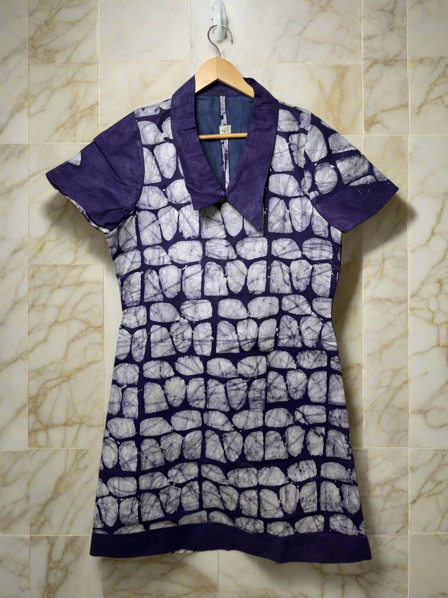 Deep Purple Adire Dress