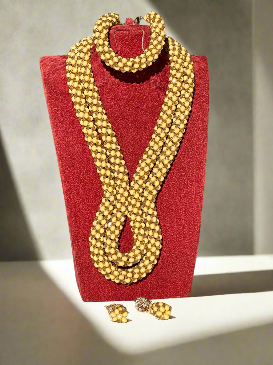Yellow Beads Stone Jewellery Set