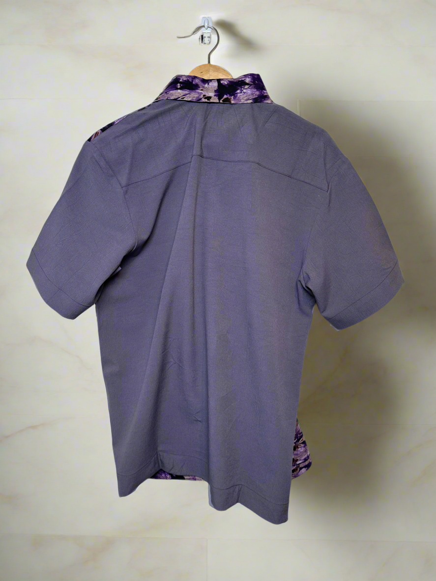 Purple haze Adire Combo Shirt