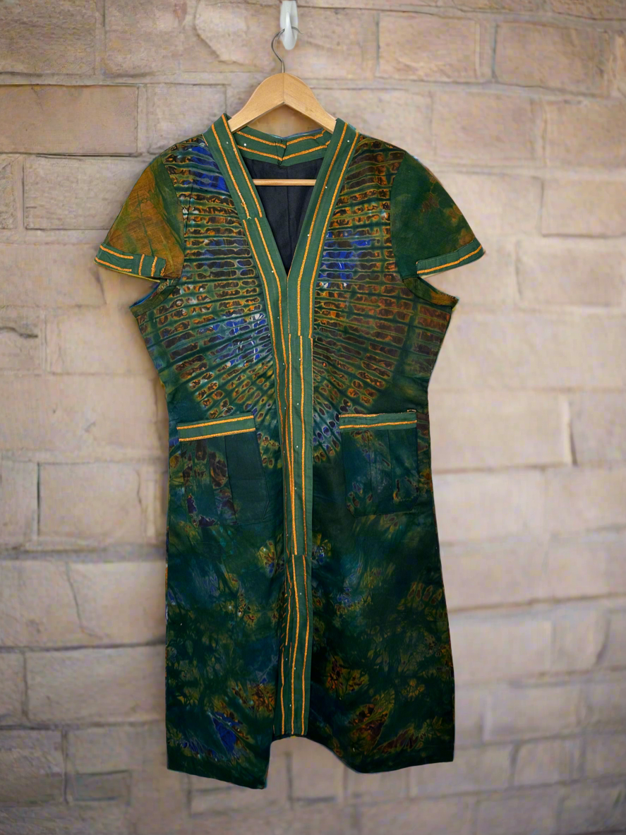 Peacock Green Adire Dress