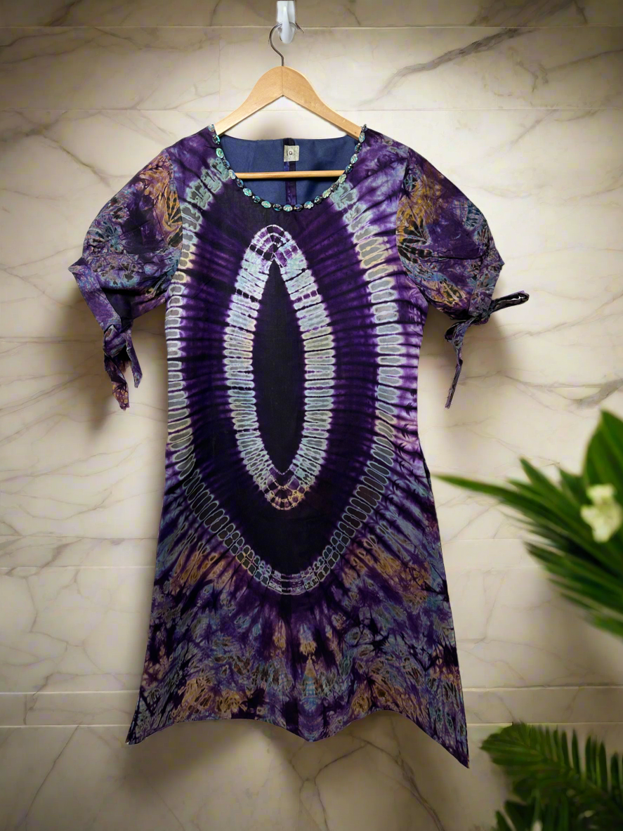 Purple Ray Adire Dress