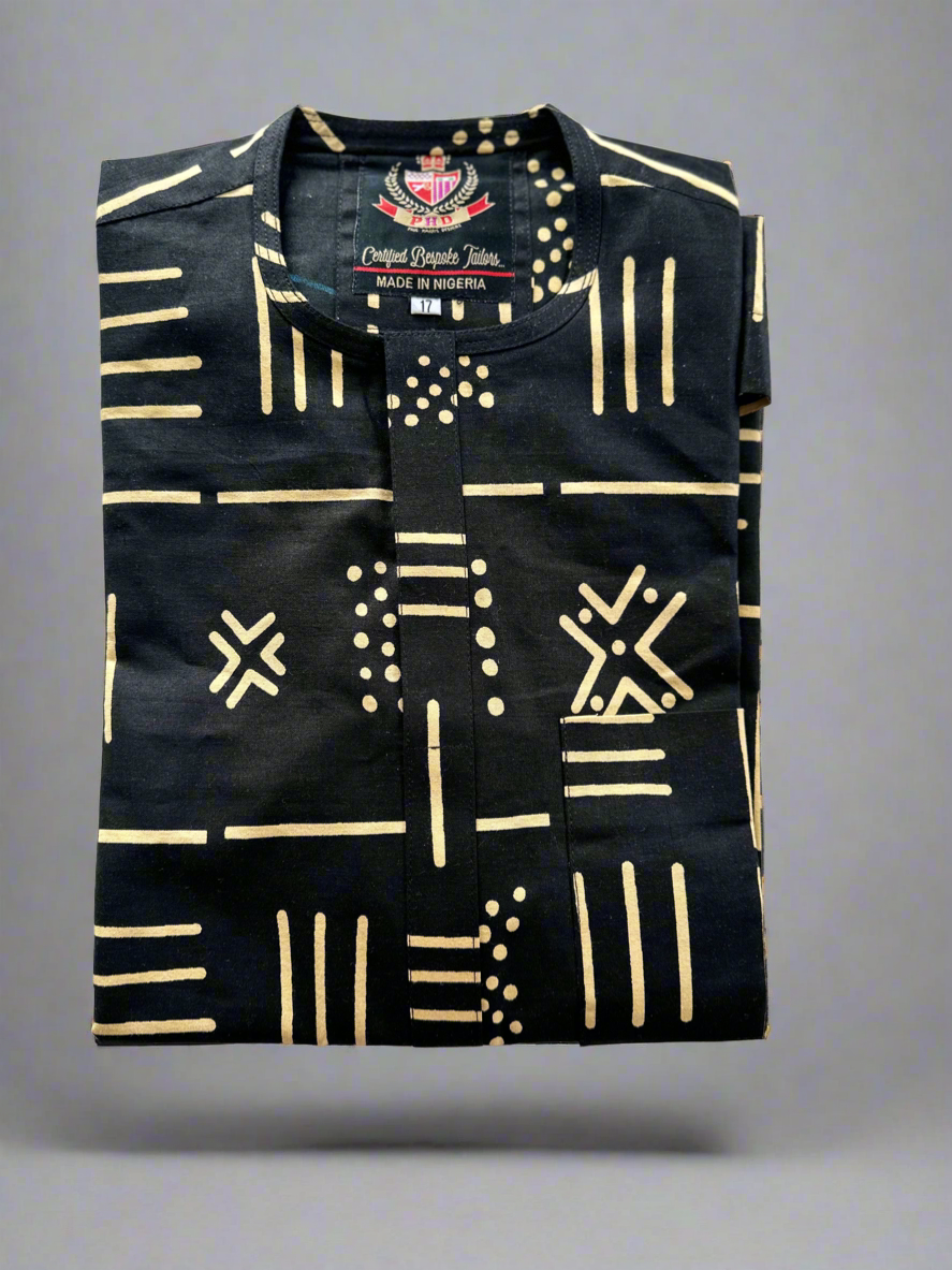 Black Patterned Ankara Shirt