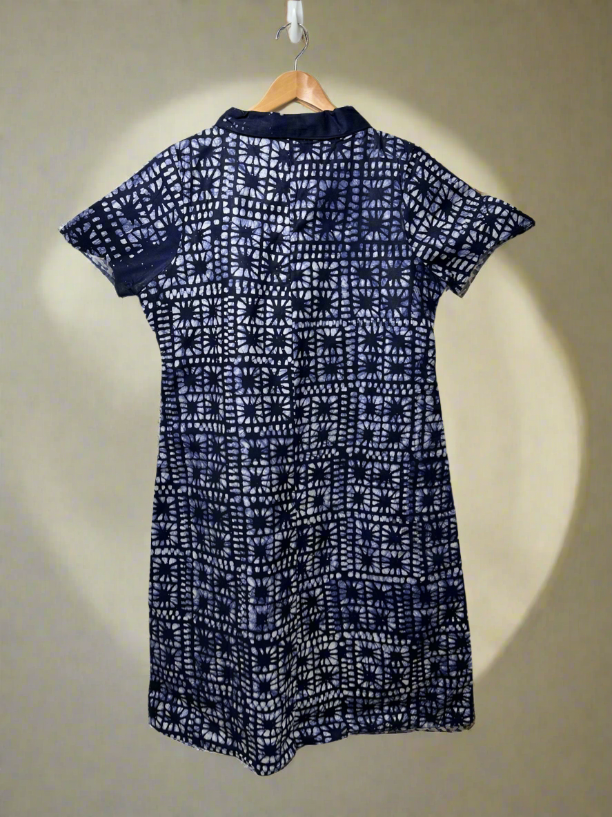 Dark Blue Patterned Adire Dress