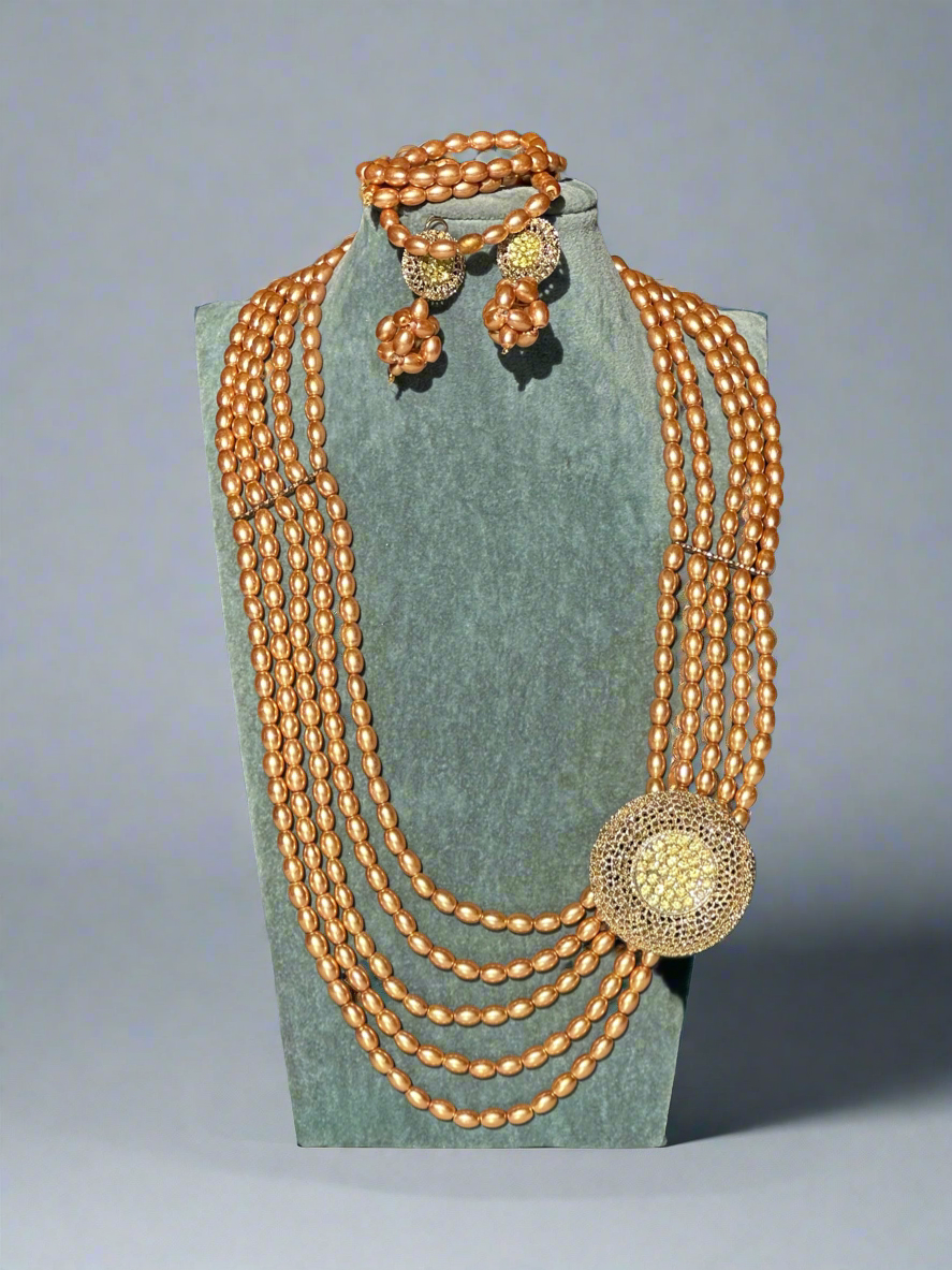 Golden Bead Jewellery Set