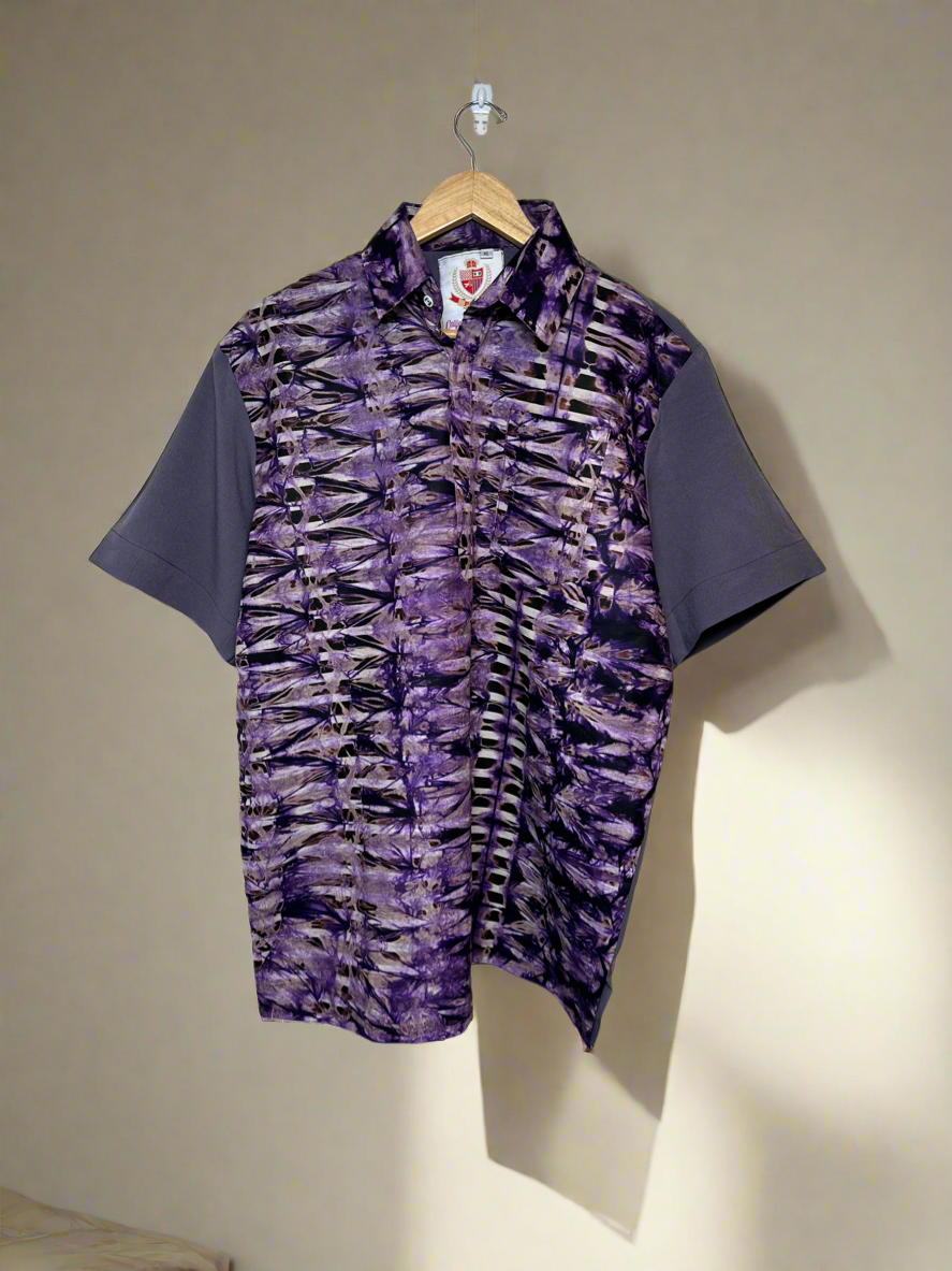 Purple haze Adire Combo Shirt