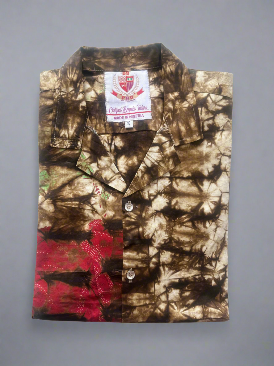 Savana Brown Adire Cuban Shirt