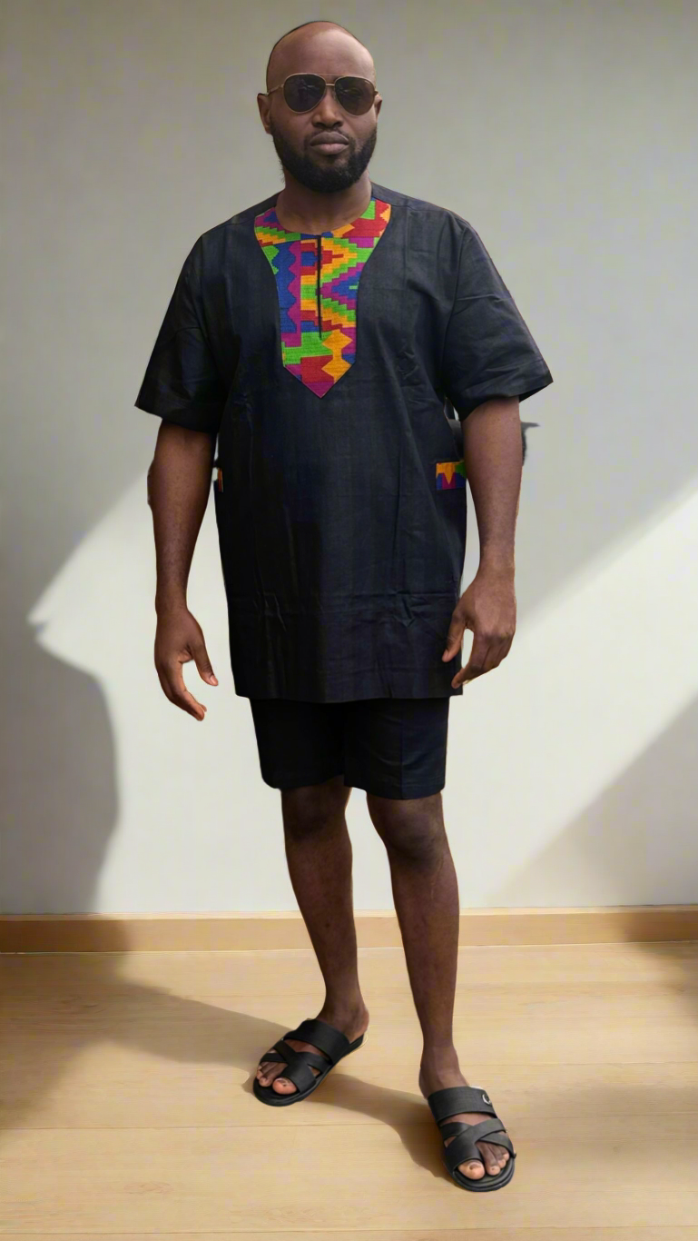 Black and Kente Ankara Outfit
