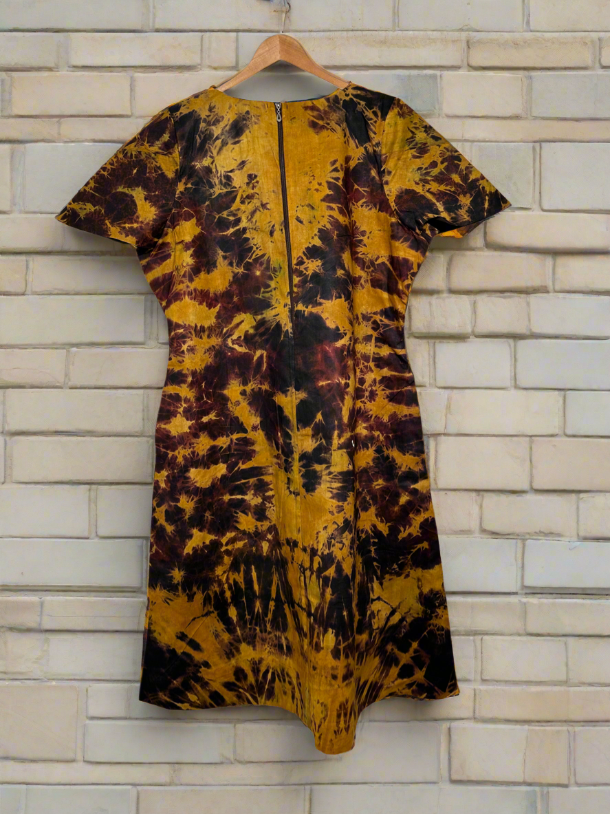 Mustard and Brown Adire Dress