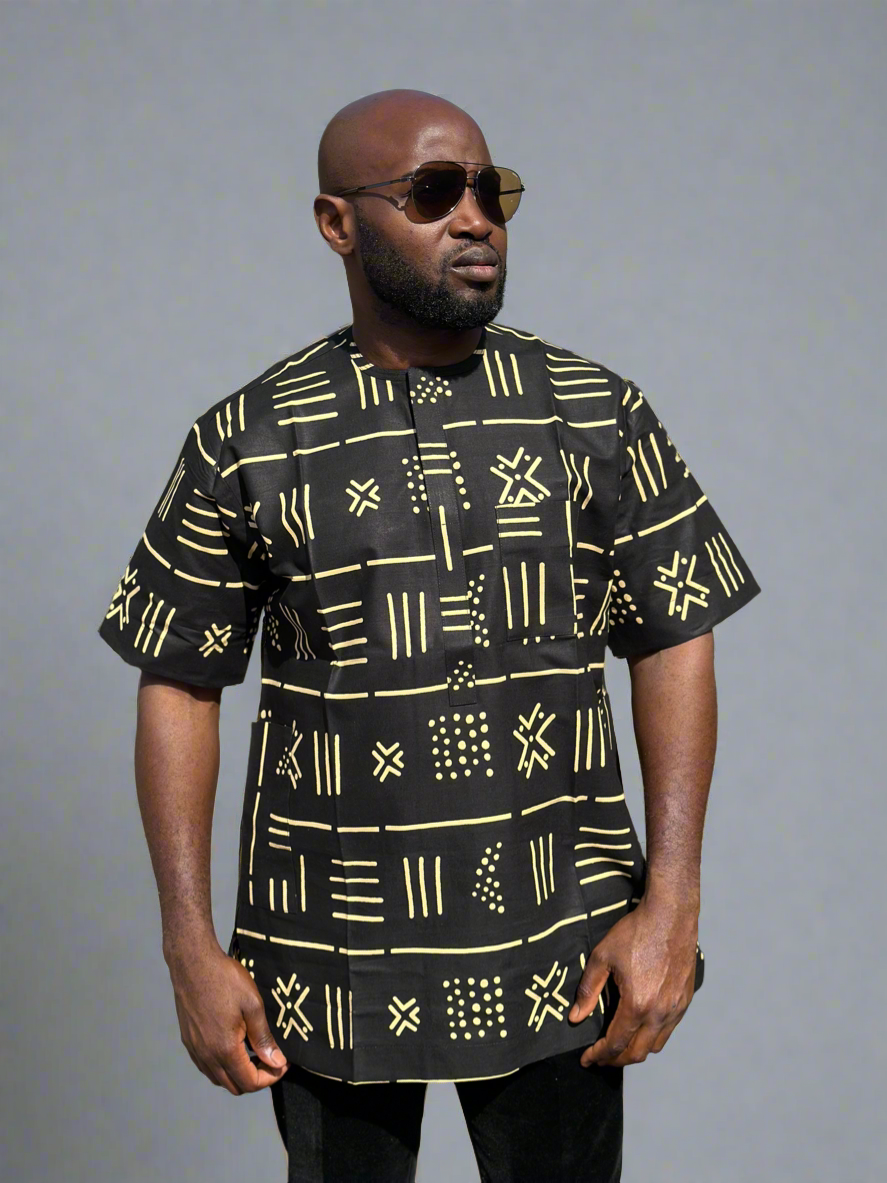 Black Patterned Ankara Shirt