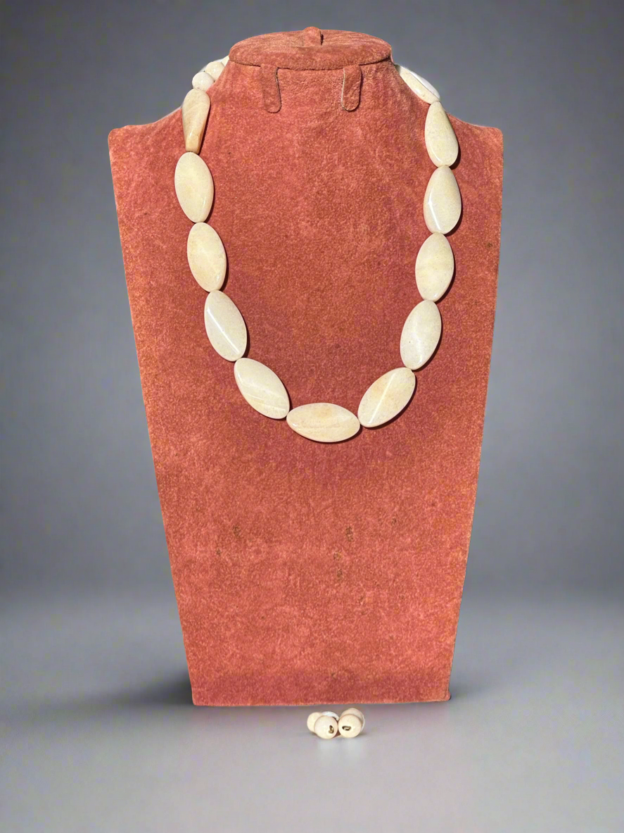 White Stone Necklace and Earrings