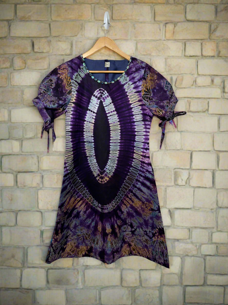 Purple Ray Adire Dress