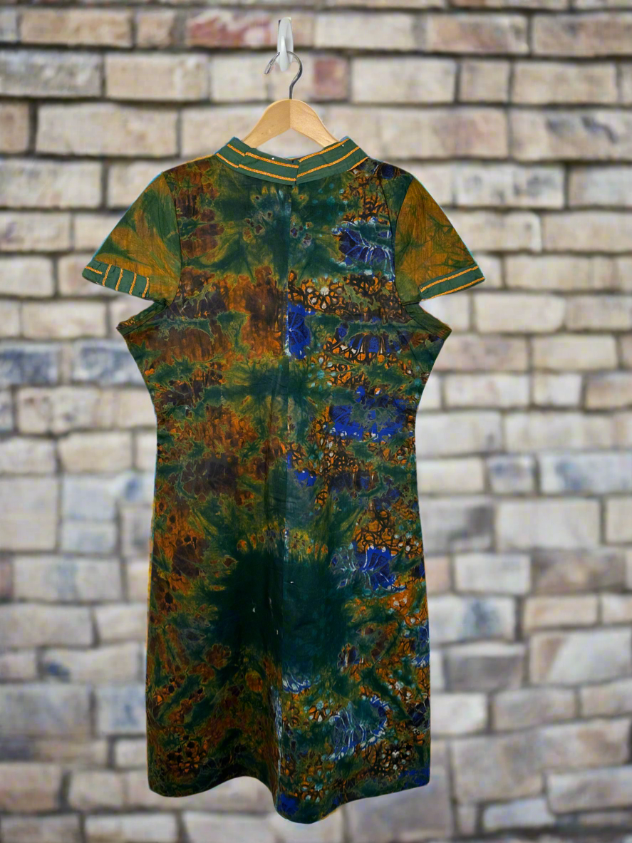 Peacock Green Adire Dress
