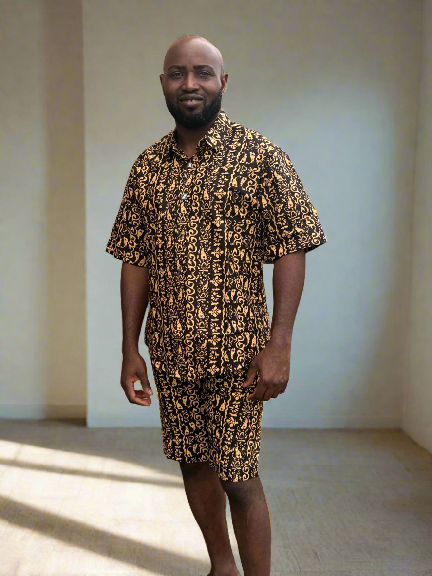 Black and Gold Pattern Ankara Outfit