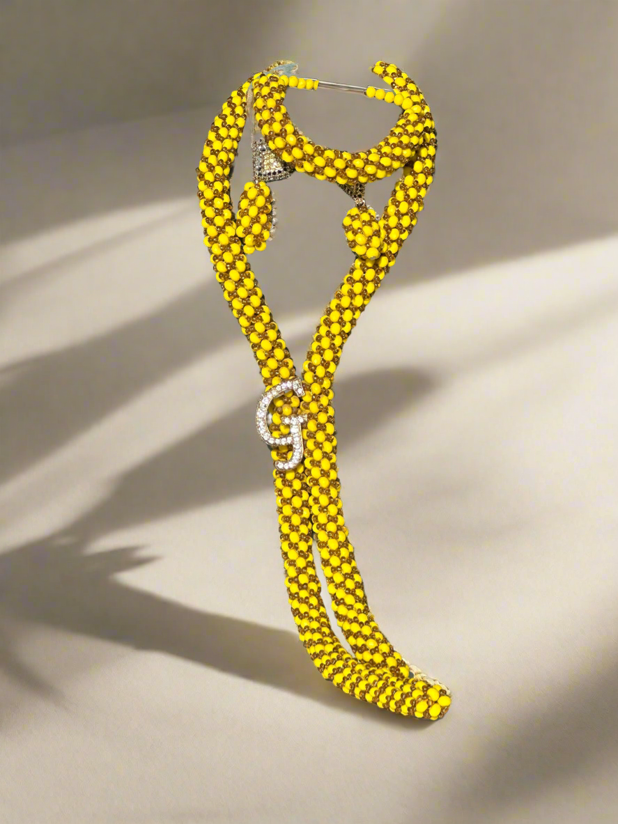 Python Yellow Crystal Beads Jewellery Set