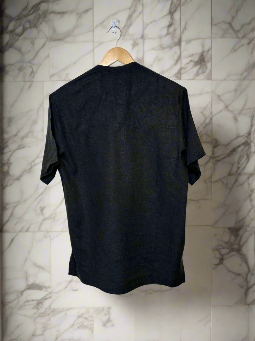 Black and Yellow Adire Combo Shirt