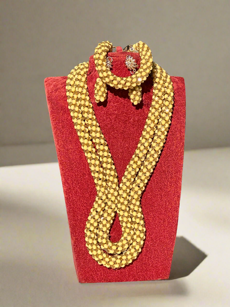 Yellow Beads Stone Jewellery Set