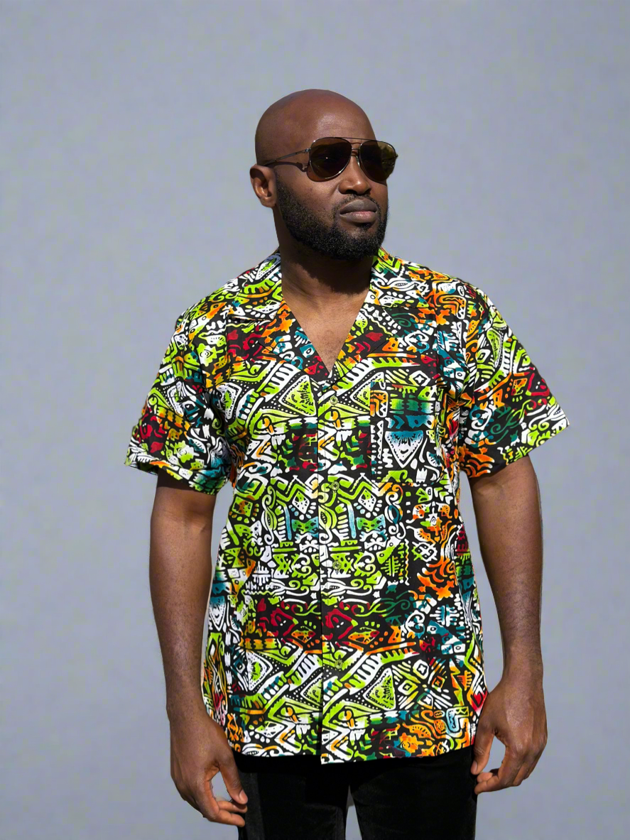 Multi Coloured Ankara Cuban Shirt