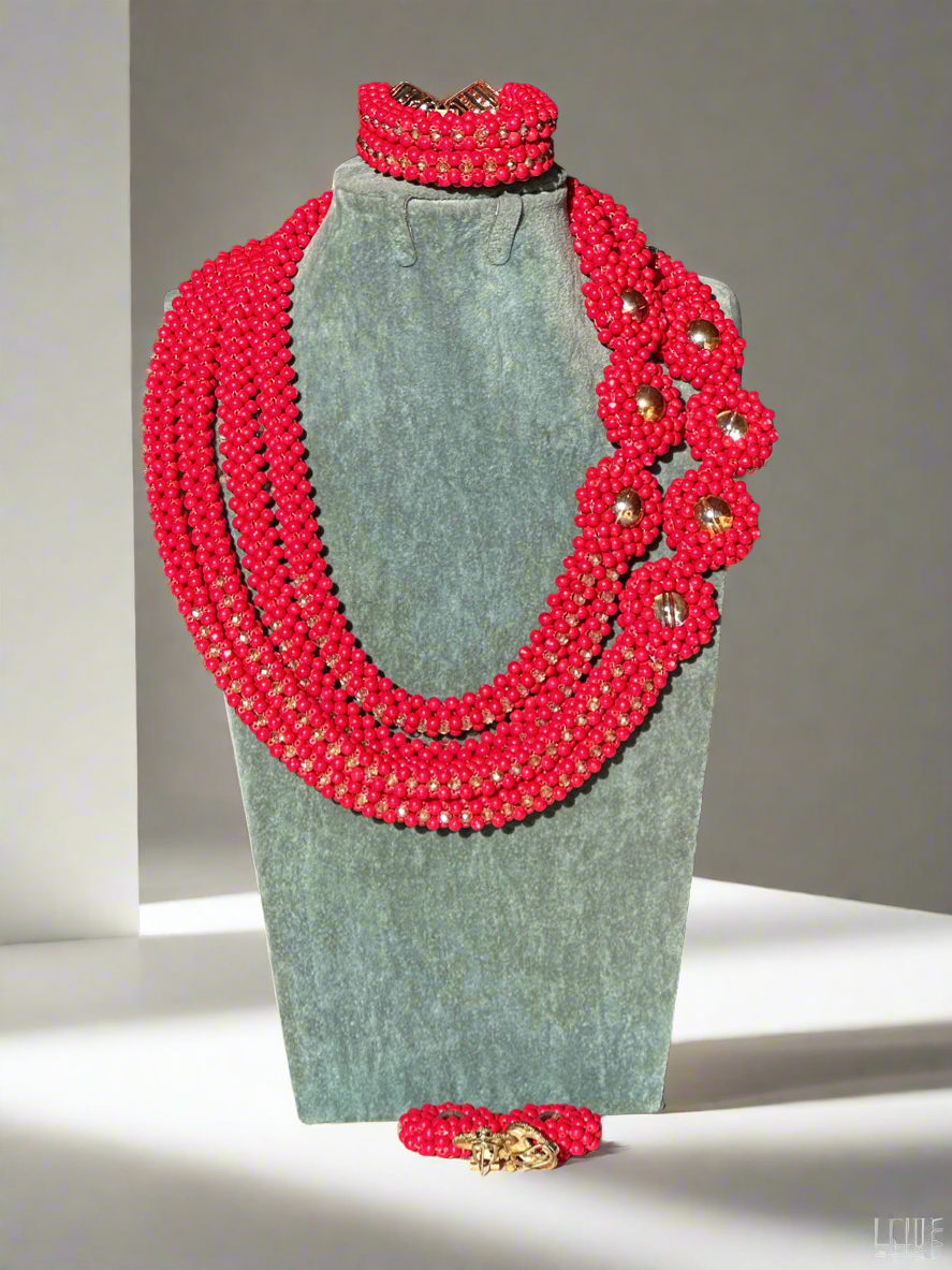 Red Beads Jewellery Set