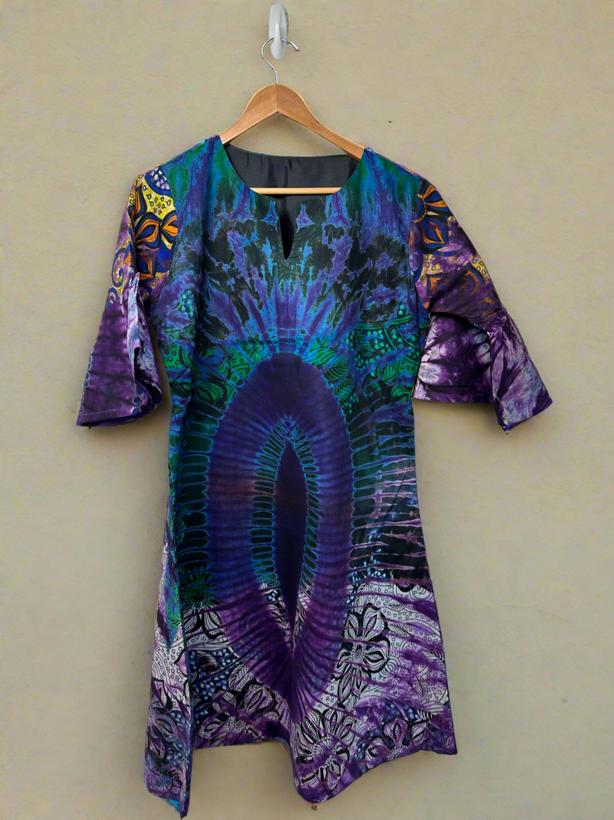 Purple Haze Adire Dress