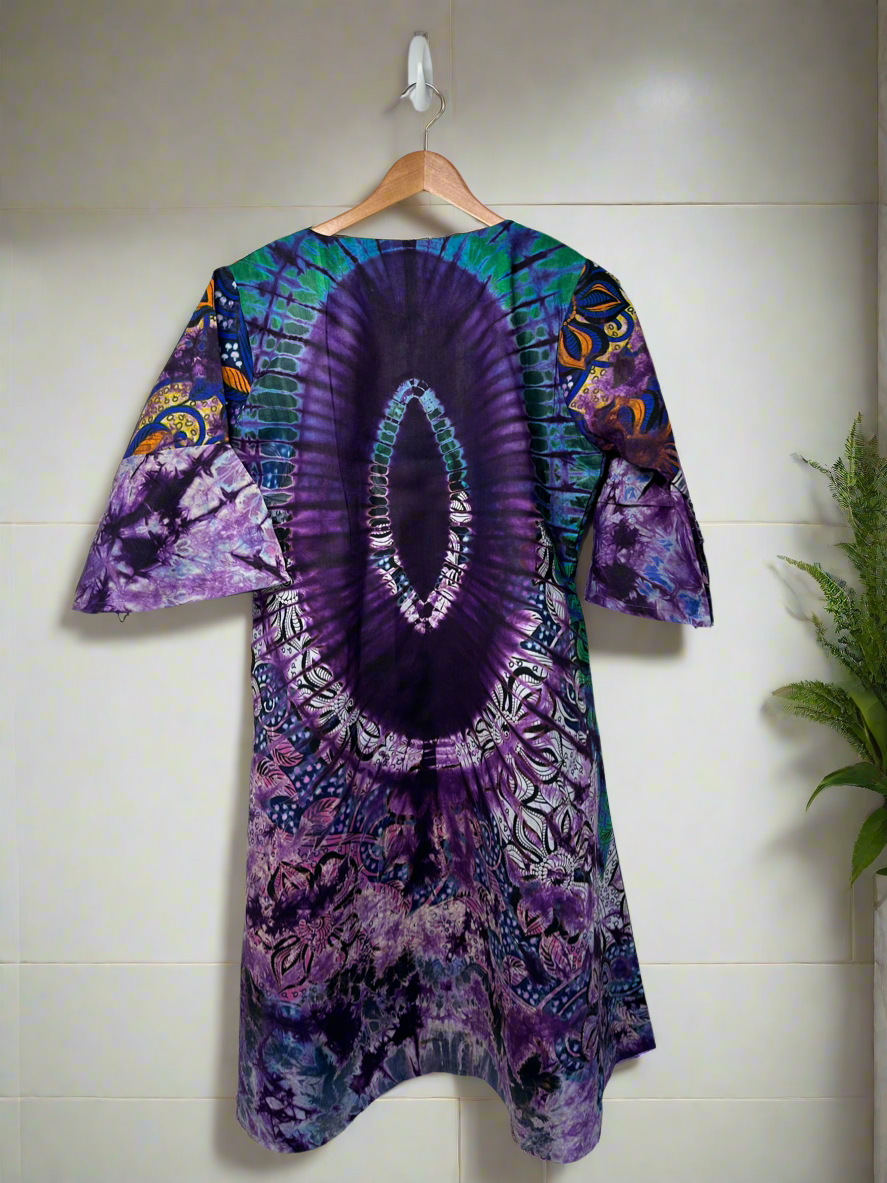 Purple Haze Adire Dress