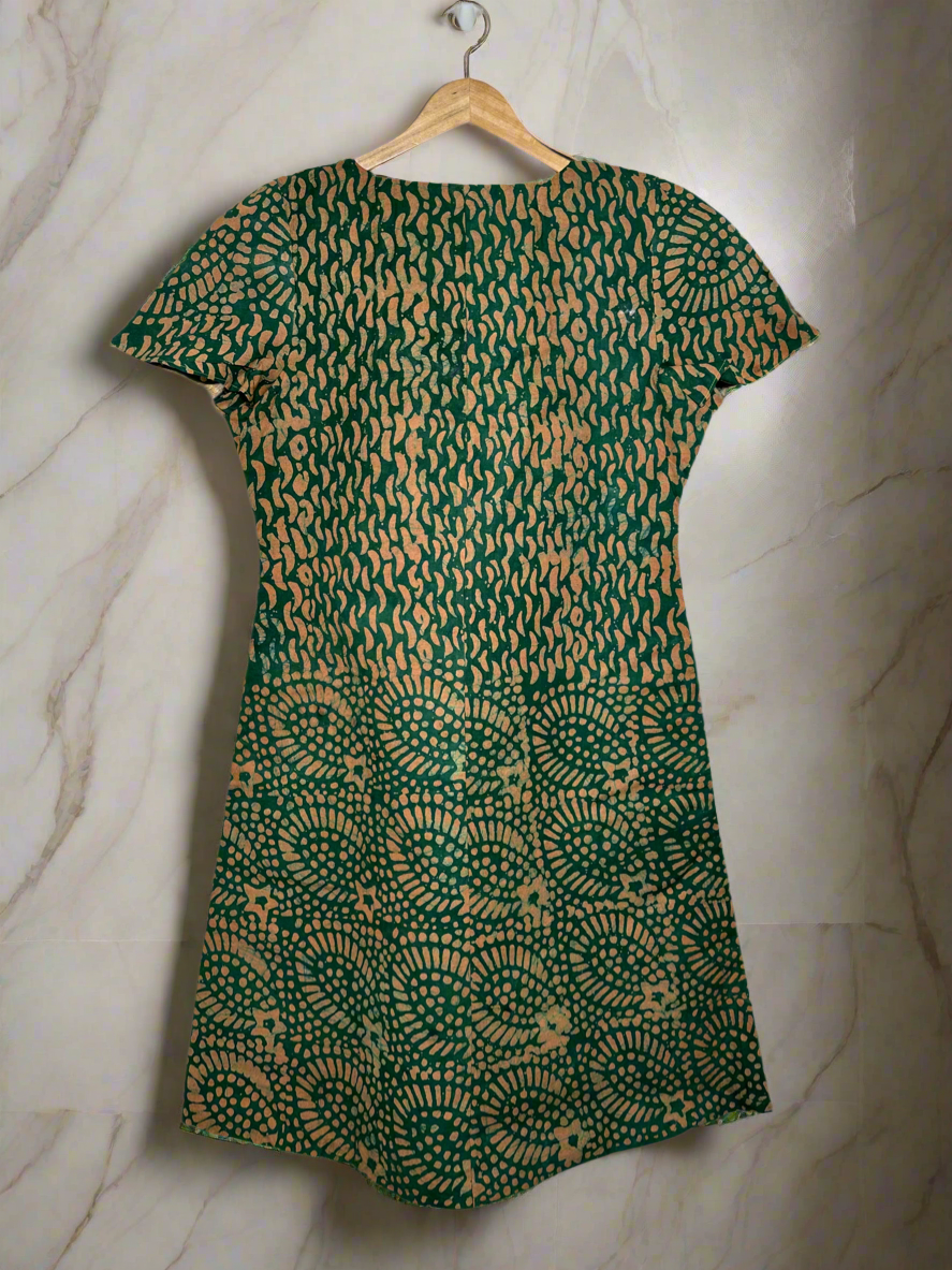 Green and Yellow Adire Dress
