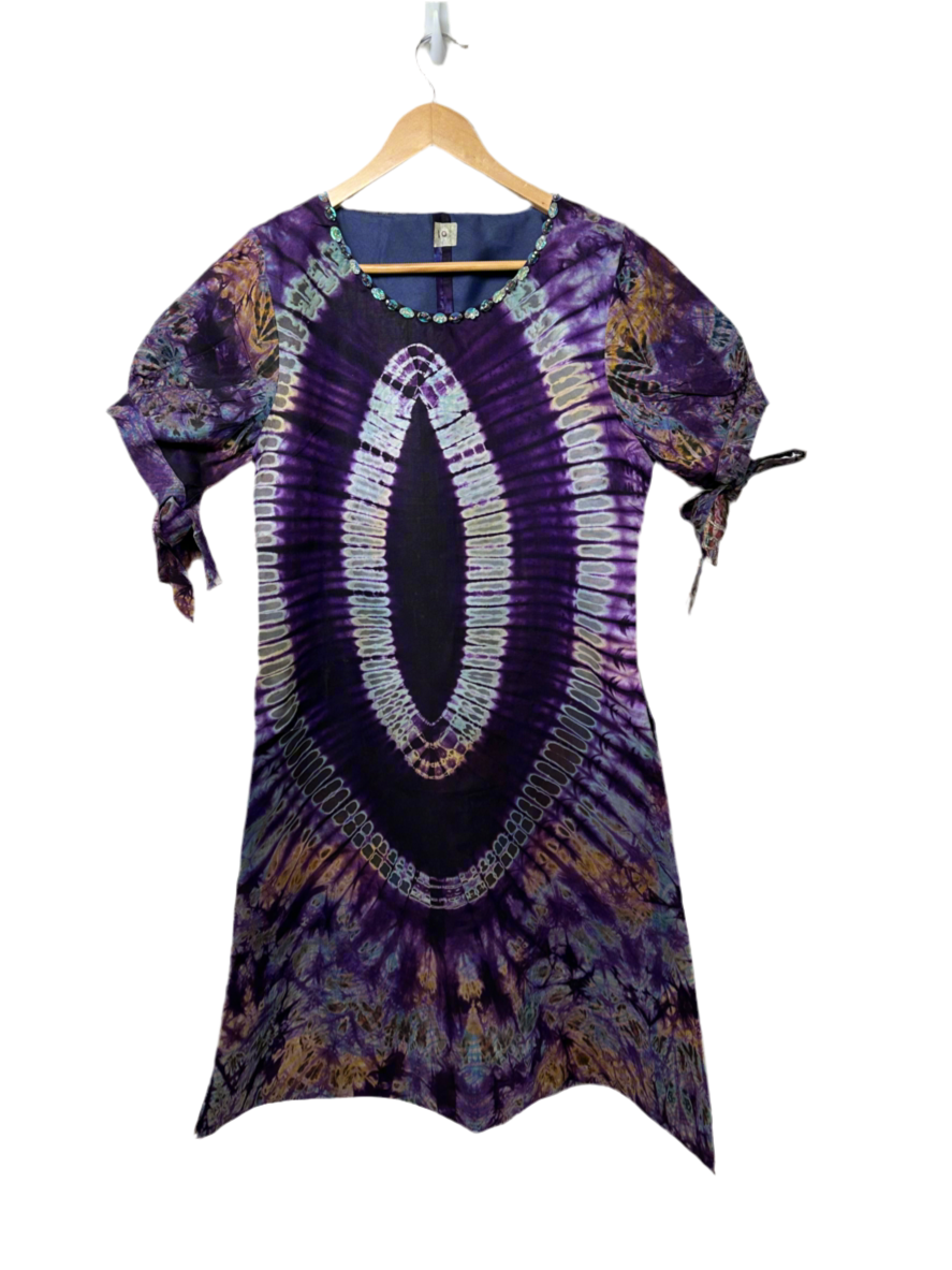 Purple Ray Adire Dress